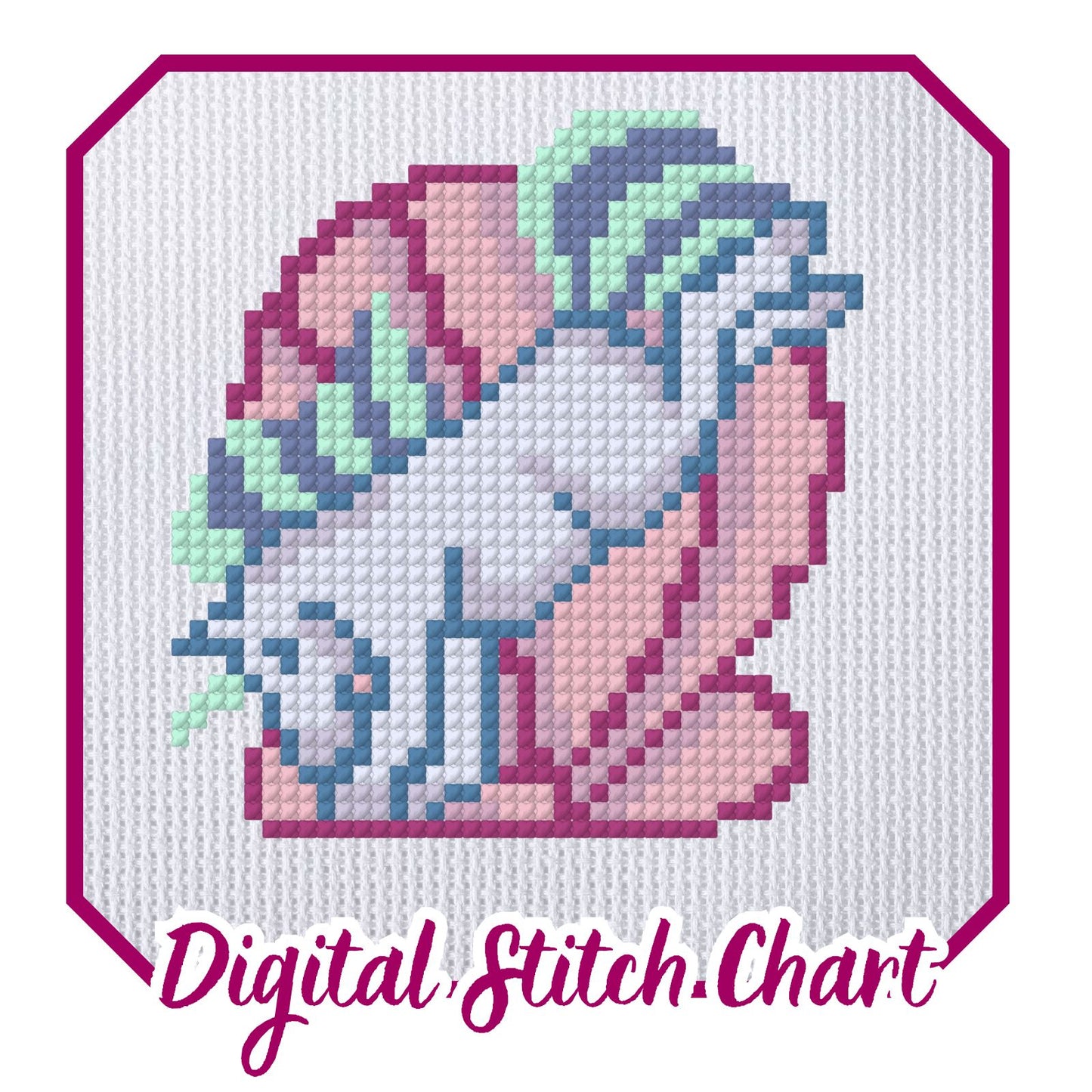 Bucking Pink Unicorn Needlepoint Stitch Chart