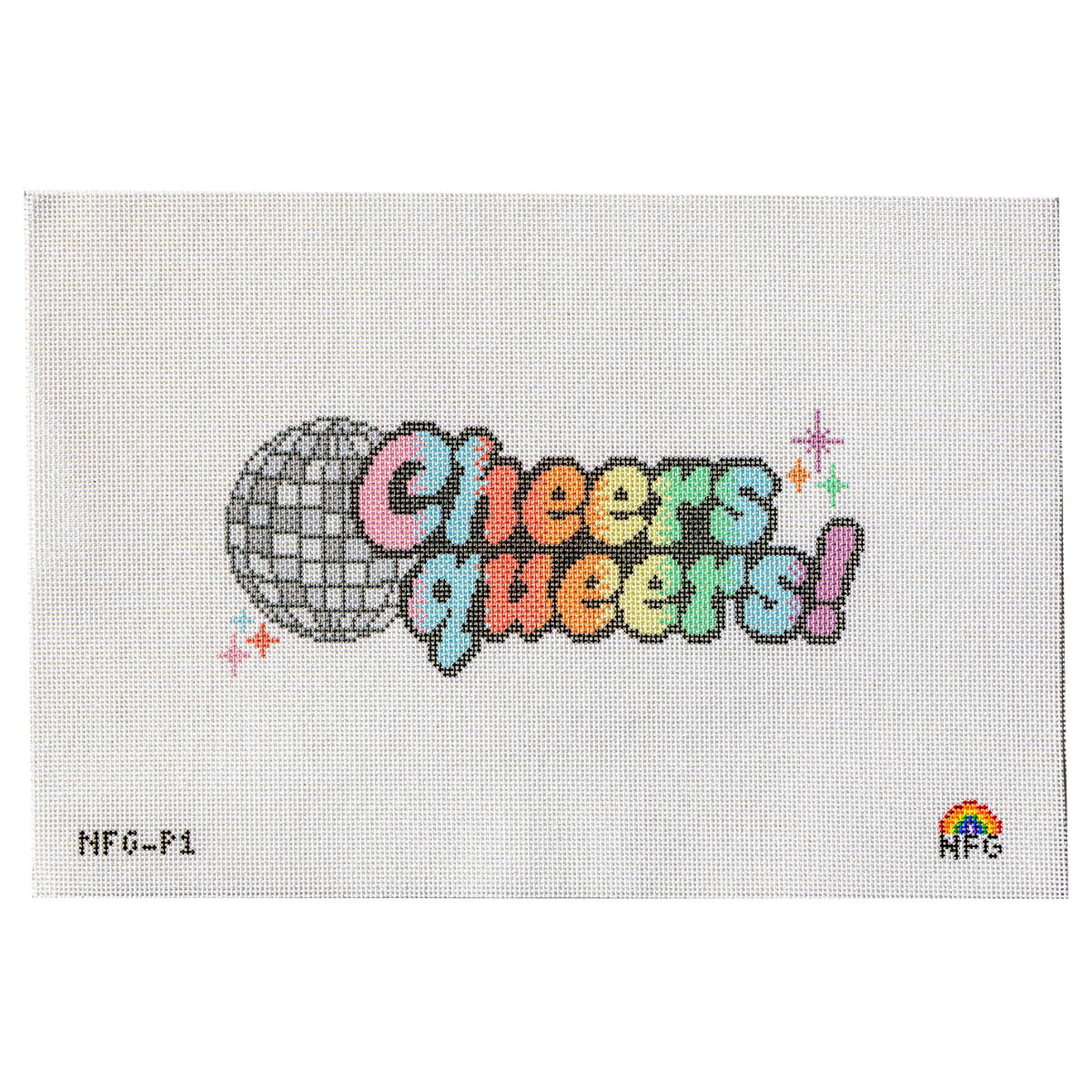 Cheers Queers Disco Rainbow Needlepoint Canvas