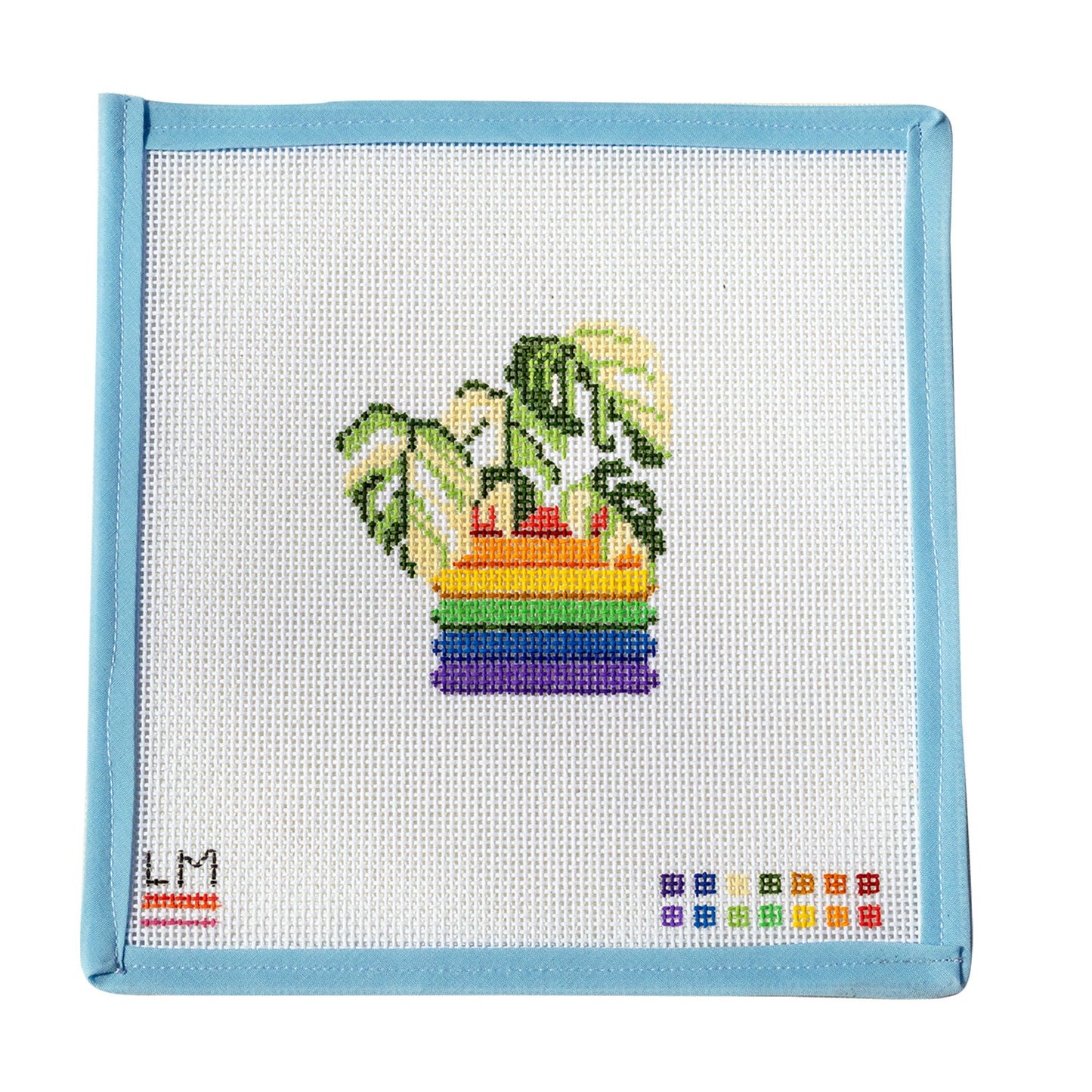 Thai Monstera Rainbow Planter Needlepoint Canvas