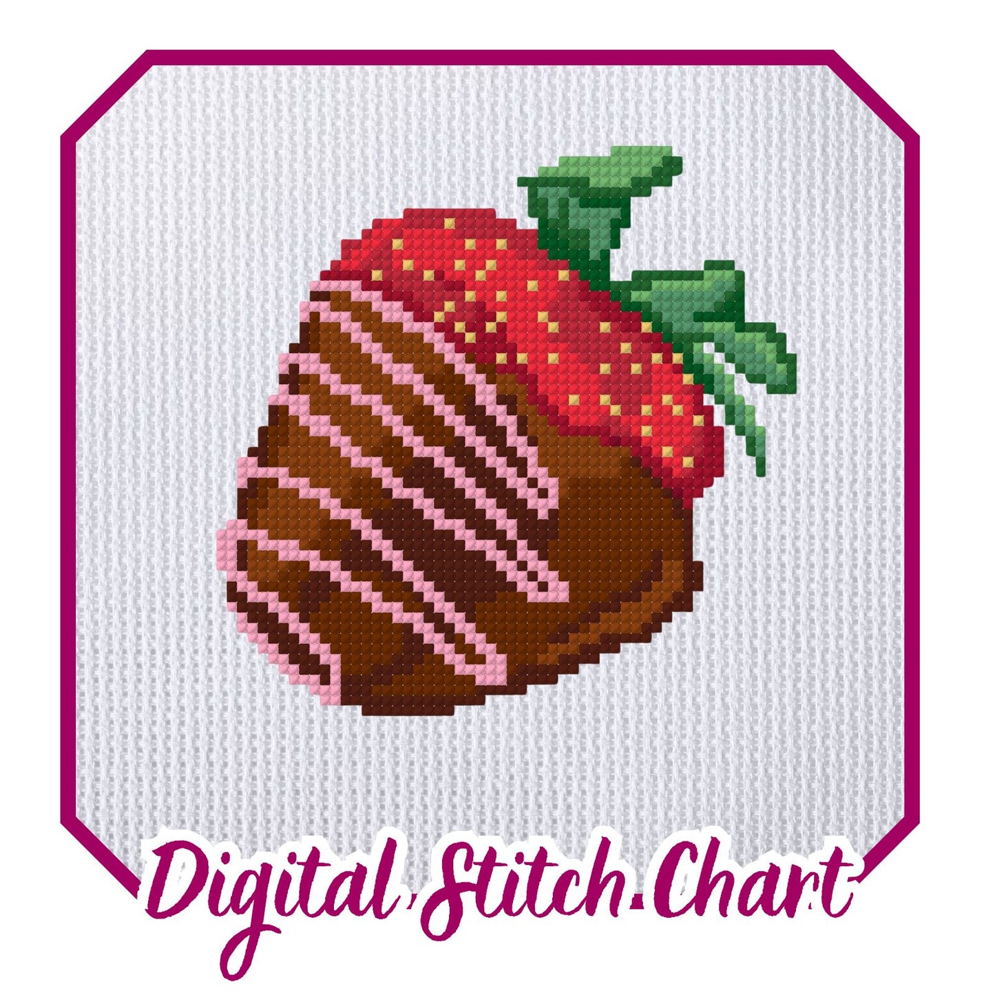 Chocolate Covered Strawberry Needlepoint Stitch Chart