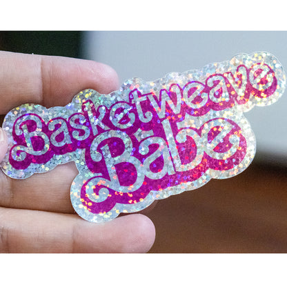 Glitter Basketweave Babe - Needlepoint Sticker