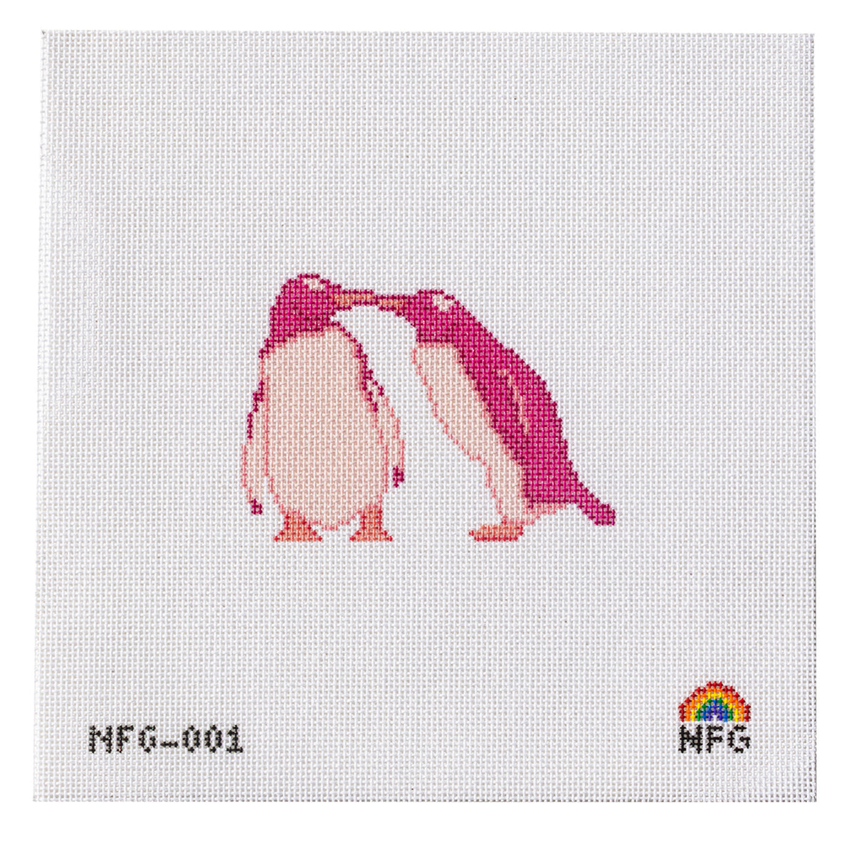 Kissing Penguins Cute Valentines Needlepoint Canvas