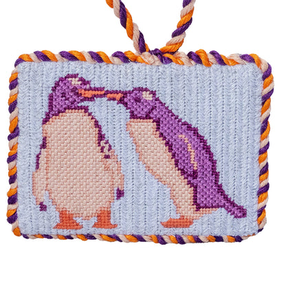 Kissing Penguins Cute Valentines Needlepoint Canvas