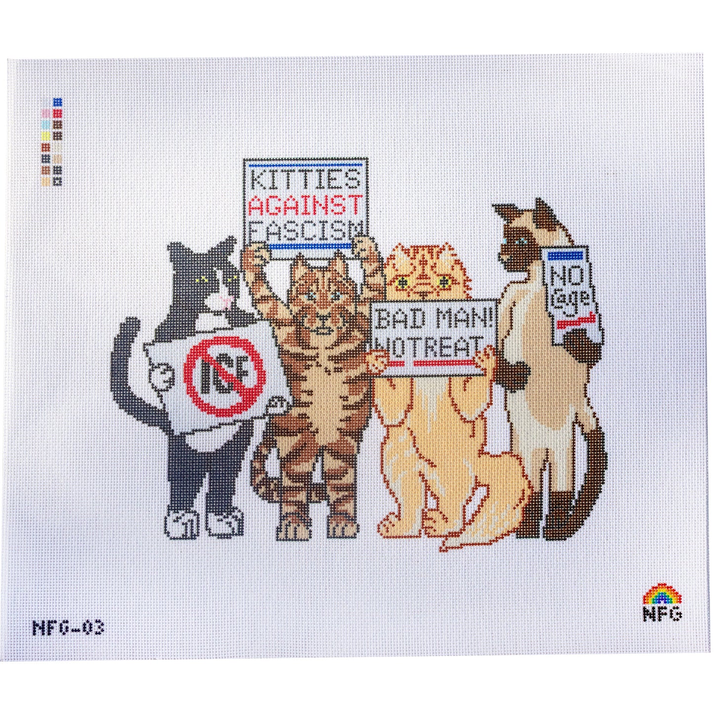 Protesting Kitties Needlepoint Canvas