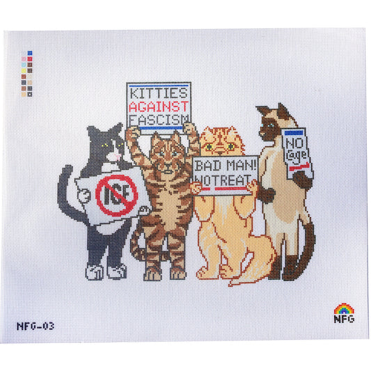 Protesting Kitties Needlepoint Canvas