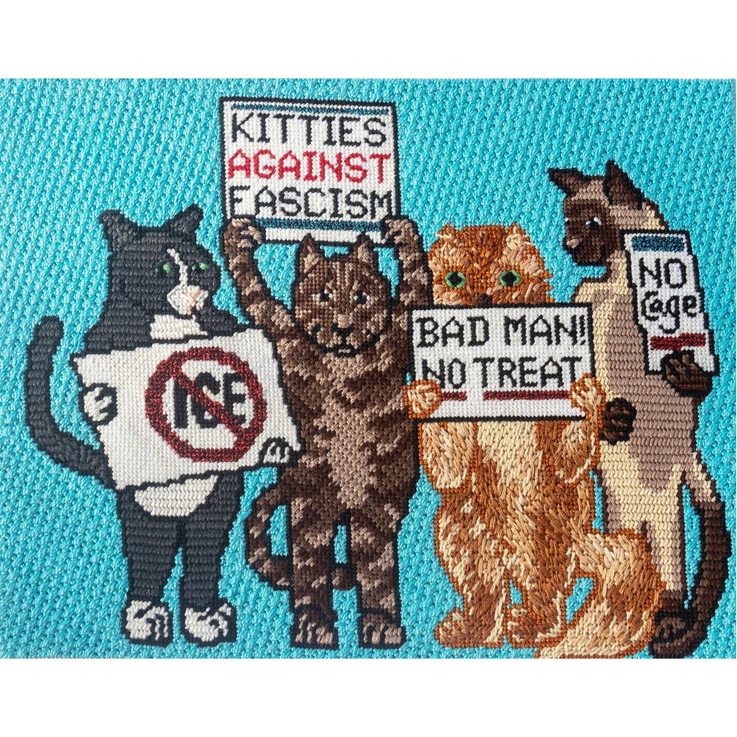 Protesting Kitties Needlepoint Canvas