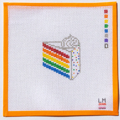 Rainbow Cake Slice Needlepoint Canvas