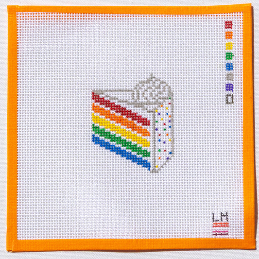Rainbow Cake Slice Needlepoint Canvas